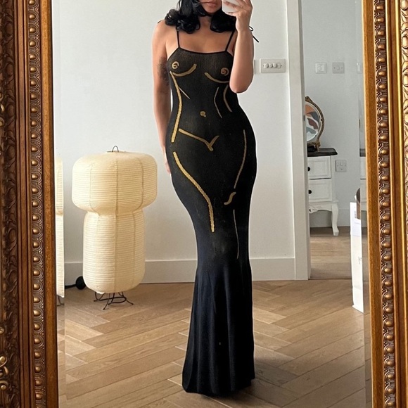 HOUSE OF SUNNY STATUE DRESS IN ONYX - Picture 15 of 15